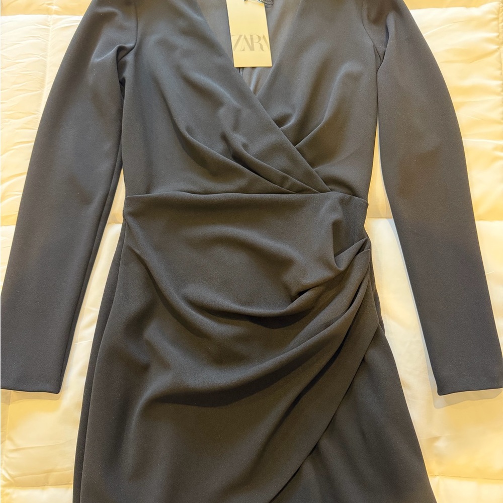 Zara Charcoal Long Sleeve Wrap Dress